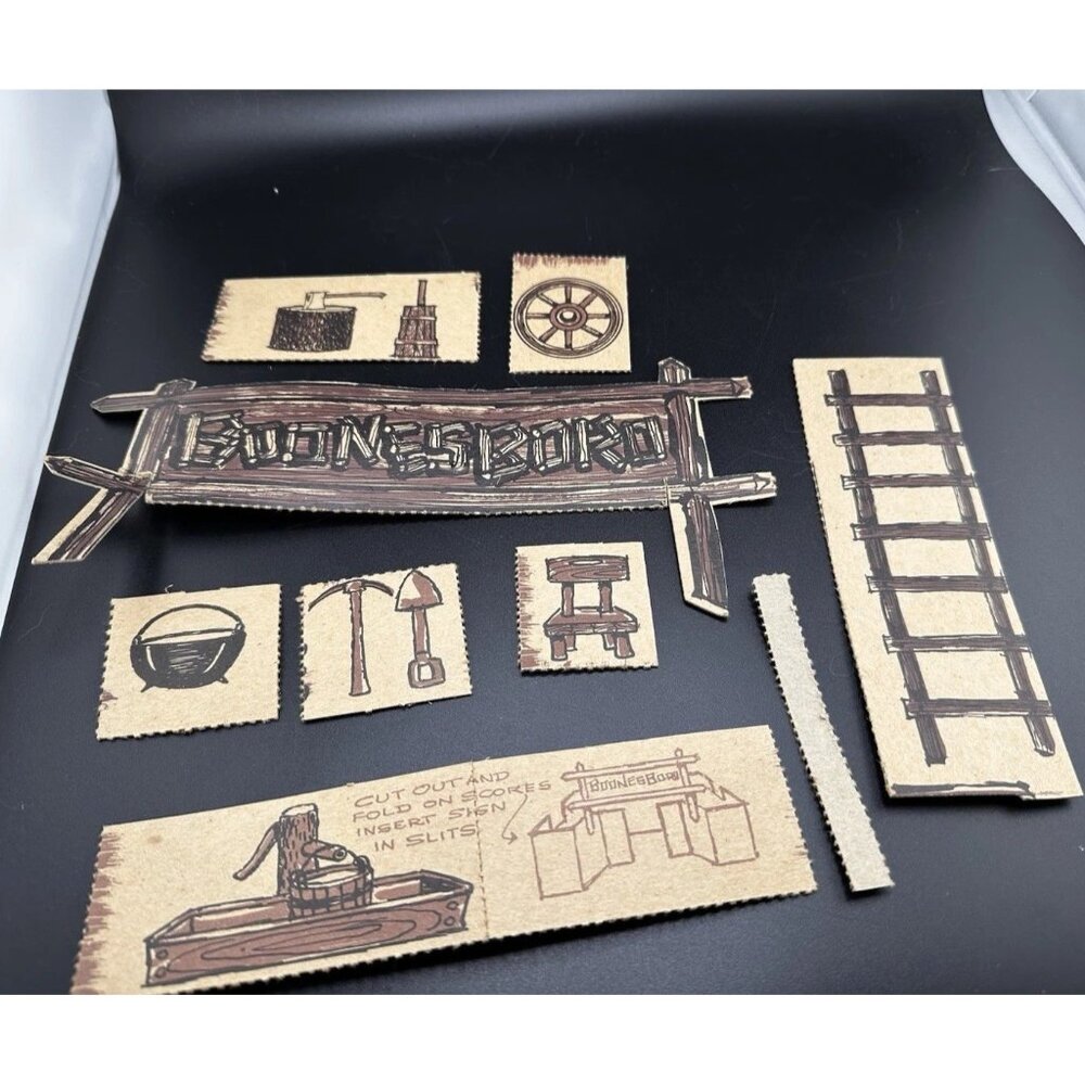 Vintage Marx PPC Cardboard‎ Boonesboro Fort Toy Daniel Boone 1960 Pieces READ